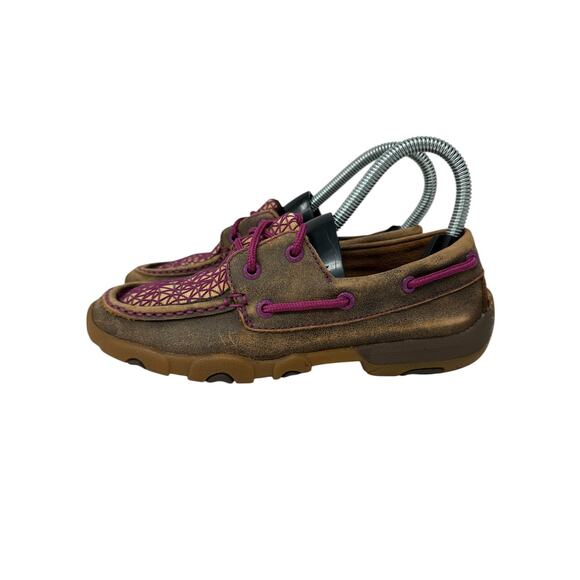 Twisted X Casual Boat Shoes Womens Driving Mocs 5.5M Brown Leather WDM0066 - Picture 6 of 10